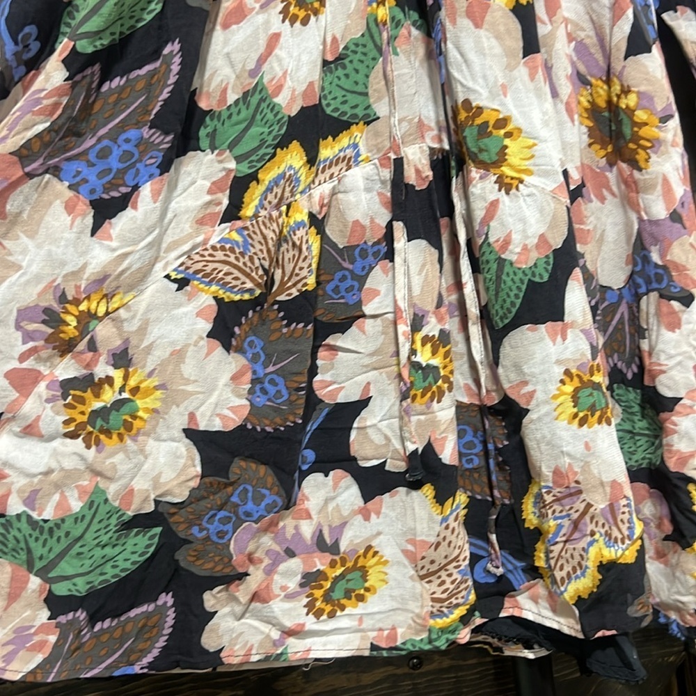 By Anthropologie Floral Tiered Tunic Dress XS V-neck Boho Chic Cottage Garden - Picture 5 of 10